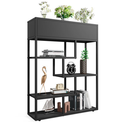 Bookshelf 4 Tier Modern Bookcase, Multifunctional Flower Stand and Bookshelf, Modern Plant Display Rack for Home Decor, Freestanding Open Book Shelves