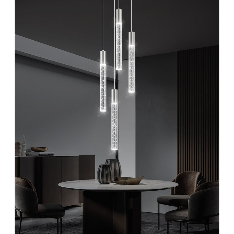Led Dimmable Kitchen Island Pendant Light, Silver, 4, 70.8" H x 12" W x 12" D
