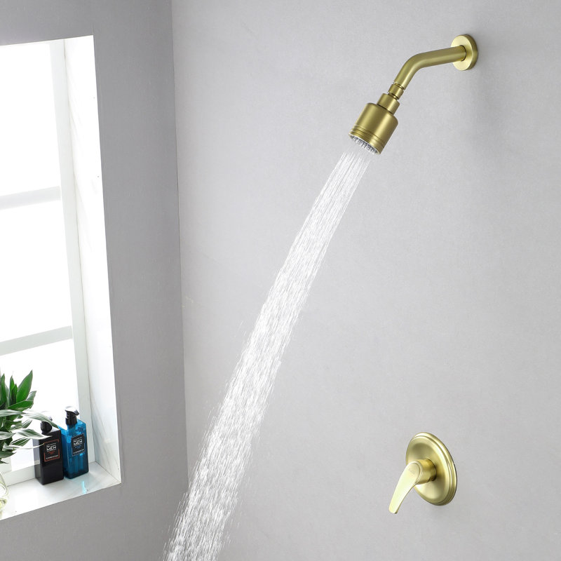Ensemble de garniture de robinet de douche noir mat avec valve brute, Or brossé