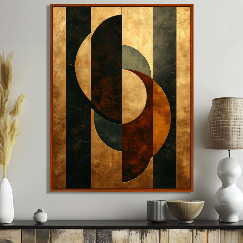 «Hughes Geometric Walnut Essential Forms II», reproduction d'art sur toile moderne, H 40 po x l 30 po, Brun