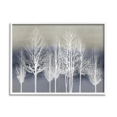 " Modern Tree Forest Winter Landscape Over Pattern " by Kate Bennett