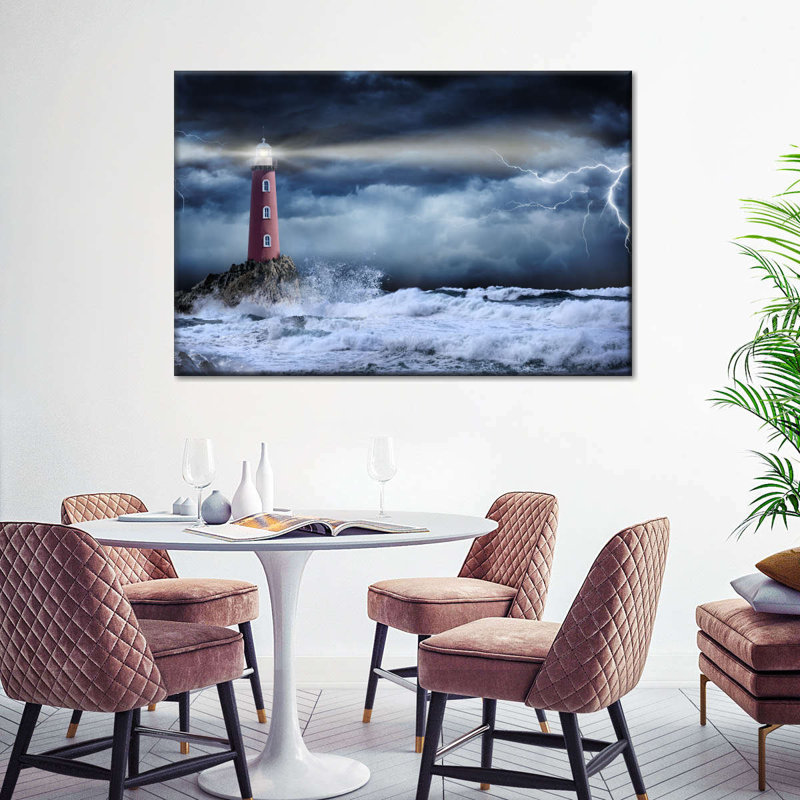 «Lighthouse Beam In Storm», reproduction sur toile, H 24 po x l 16 po x P 1,25 po
