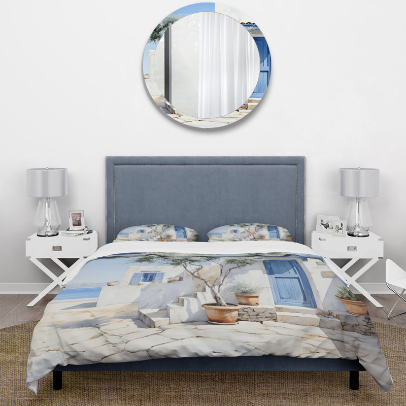 Grèce Cycladic Harmony II - Ensemble de housse de couette Paysages - Microfibre de polyester