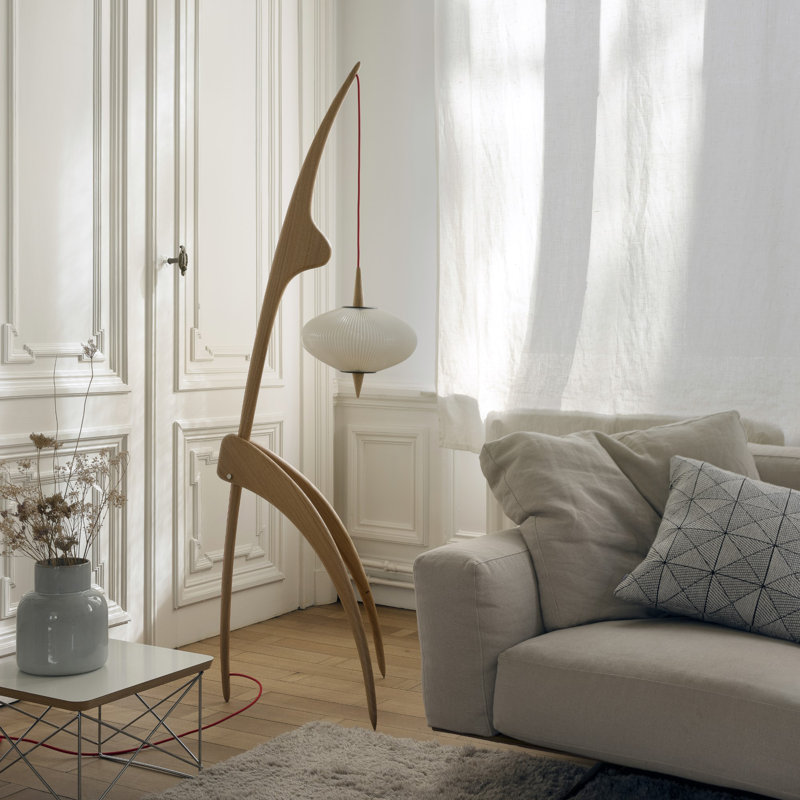 Praying Mantis Floor Lamp, Natural Oak