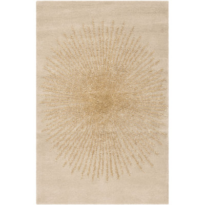 Tapis beige / beige en laine touffeté à la main Amier