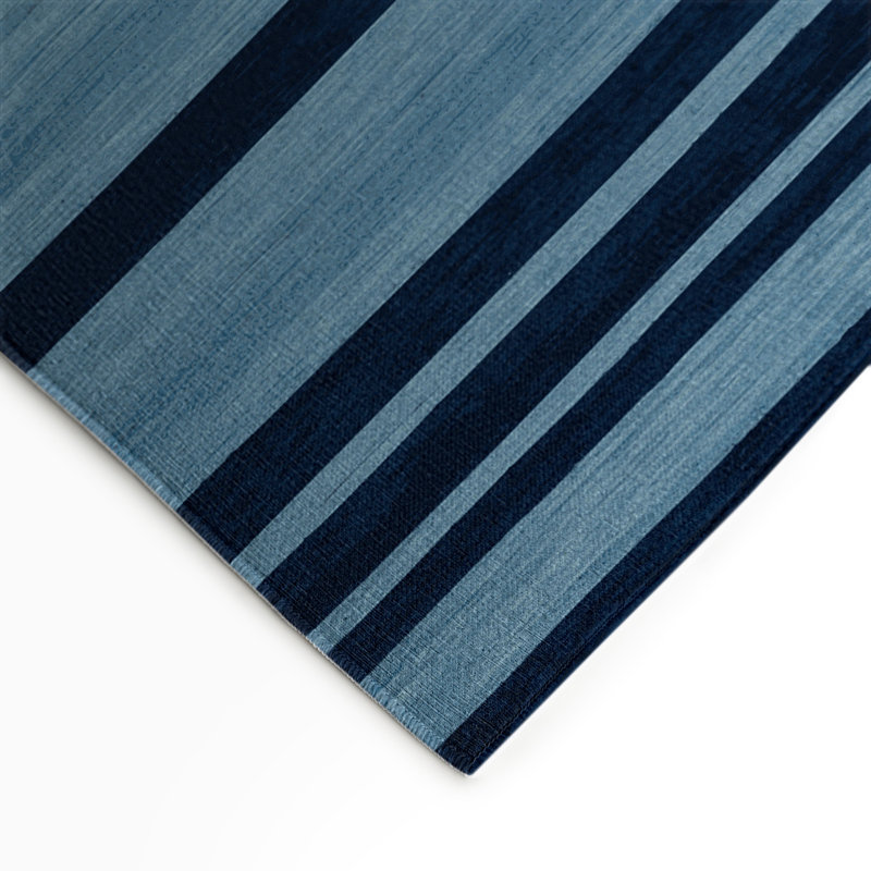 Tapis intérieur / extérieur bleu HorizontalStripes, Rectangle 5 pi x 7 pi