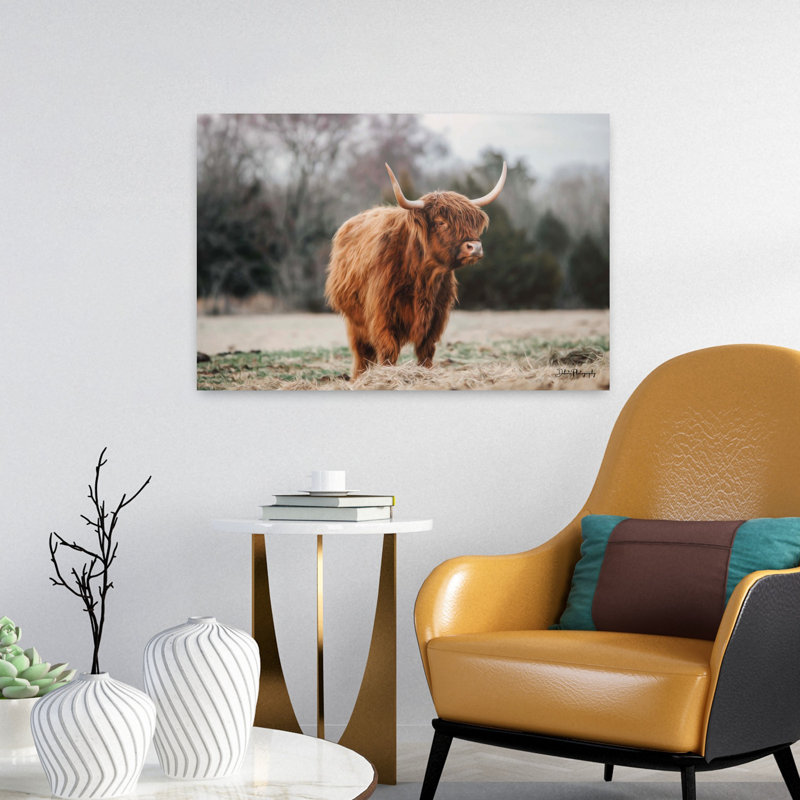 Maman, vache, portrait de vache contemporain, paysage, H 16 po x l 24 po