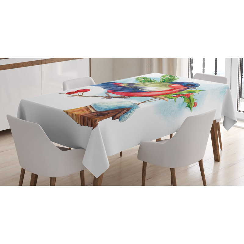 Holly Pine Christmas Bird Tablecloth, 140cm x 240cm