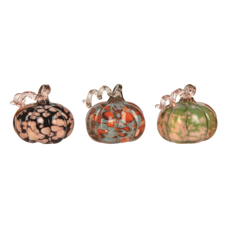  Ensemble de 3 mini-figurines de table en forme de citrouille d'automne pouces