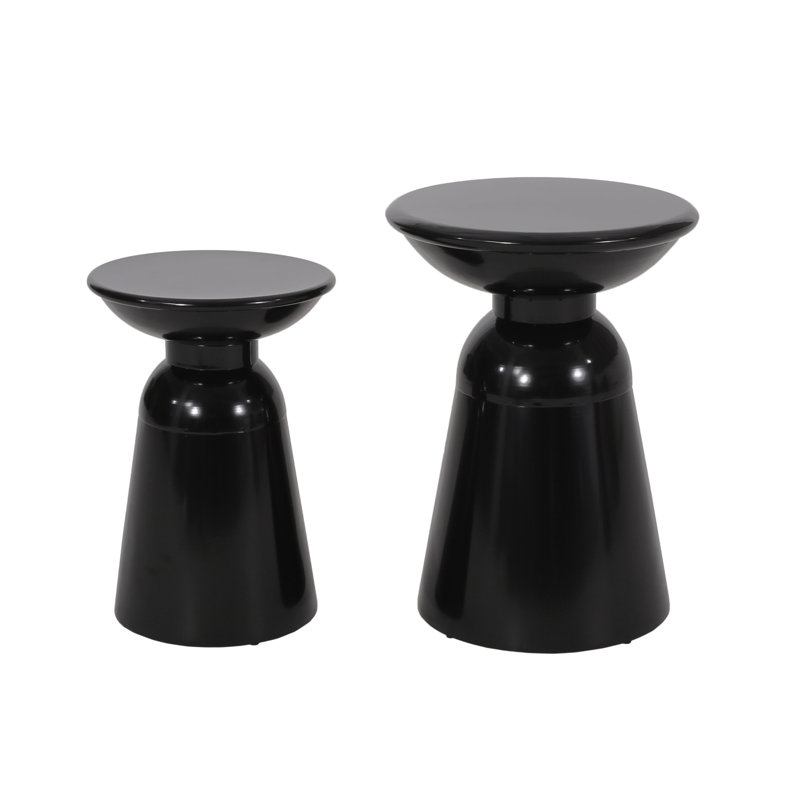 Metal S/2 end table, Black