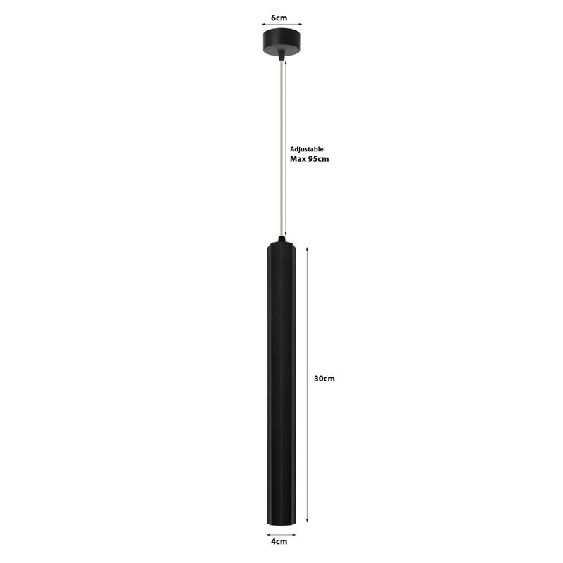 Avanita 1 - Light LED Cylinder Pendant, Black, Black
