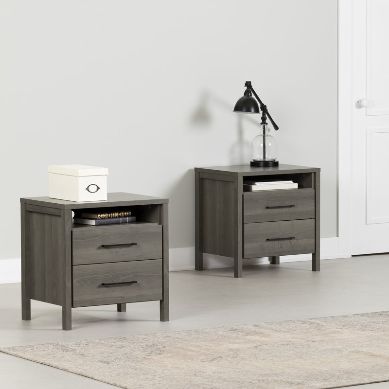 Gravity Nightstands Gray Maple, Gray Maple