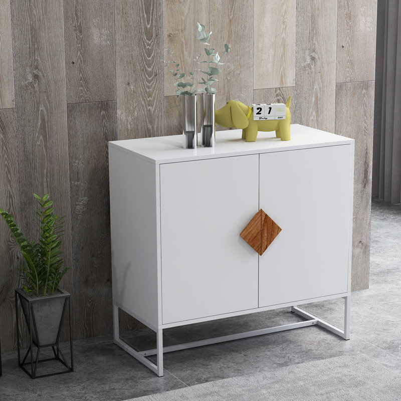 Buffet en bois massif avec poignée carrée et 2 portes - Stable E1 et fer, peu encombrant pour le vestiaire, la cuisine, la finition du couloir, l'installation facile, le buffet de cuisine, l'assemblage du meuble télé