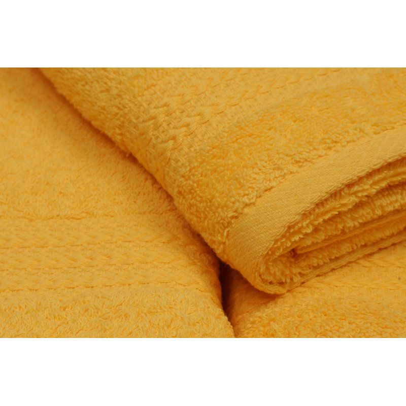 Ensemble de serviettes luxueuses 3 pièces, jaune foncé, essuie-mains 11,8 x 19,7 pouces, essuie-mains 19,7 x 35,4 pouces, serviettes de bain 27,6 x 55,1 pouces | 100% coton, 500 g / m² | Lavable à la machine, cadeau parfait dans une boîte spéciale