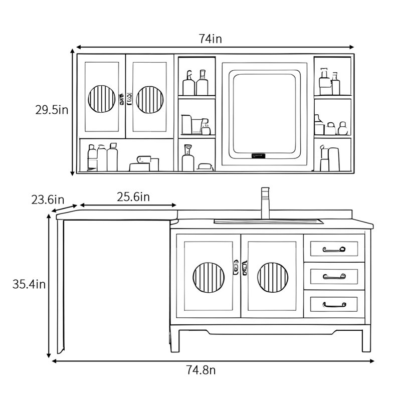 Armoire de salle de bain chinoise rétro