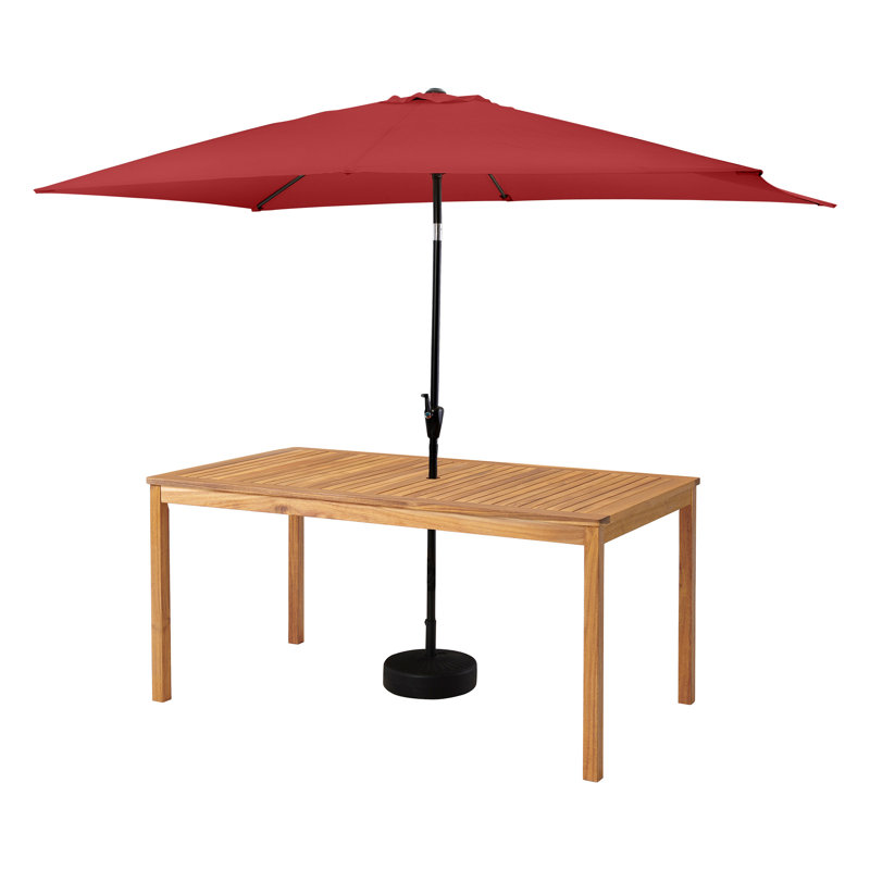 8 Piece Set Okemo Table w/6 Chairs 10"" Rectangular Umbrella (Red), 6, Red