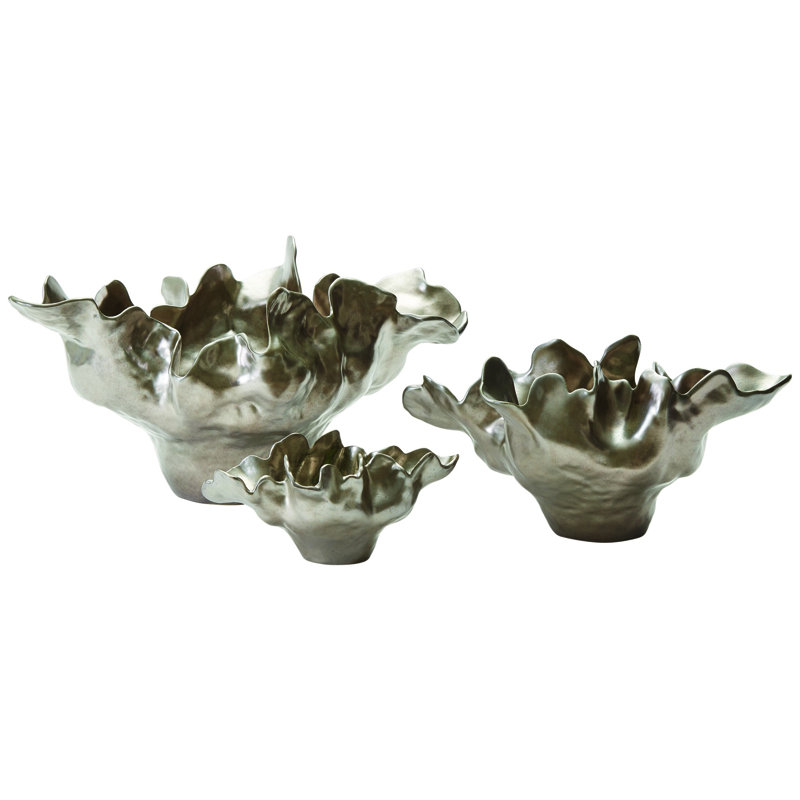 Meteor Decorative Bowl, Small (6.5'' H x 13'' W x 7.75'' D), Silver Haze