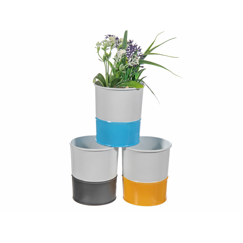 Ensemble de pots à fleurs en métal 3 pièces, H 3,35 po x l 4 po x P 4 po