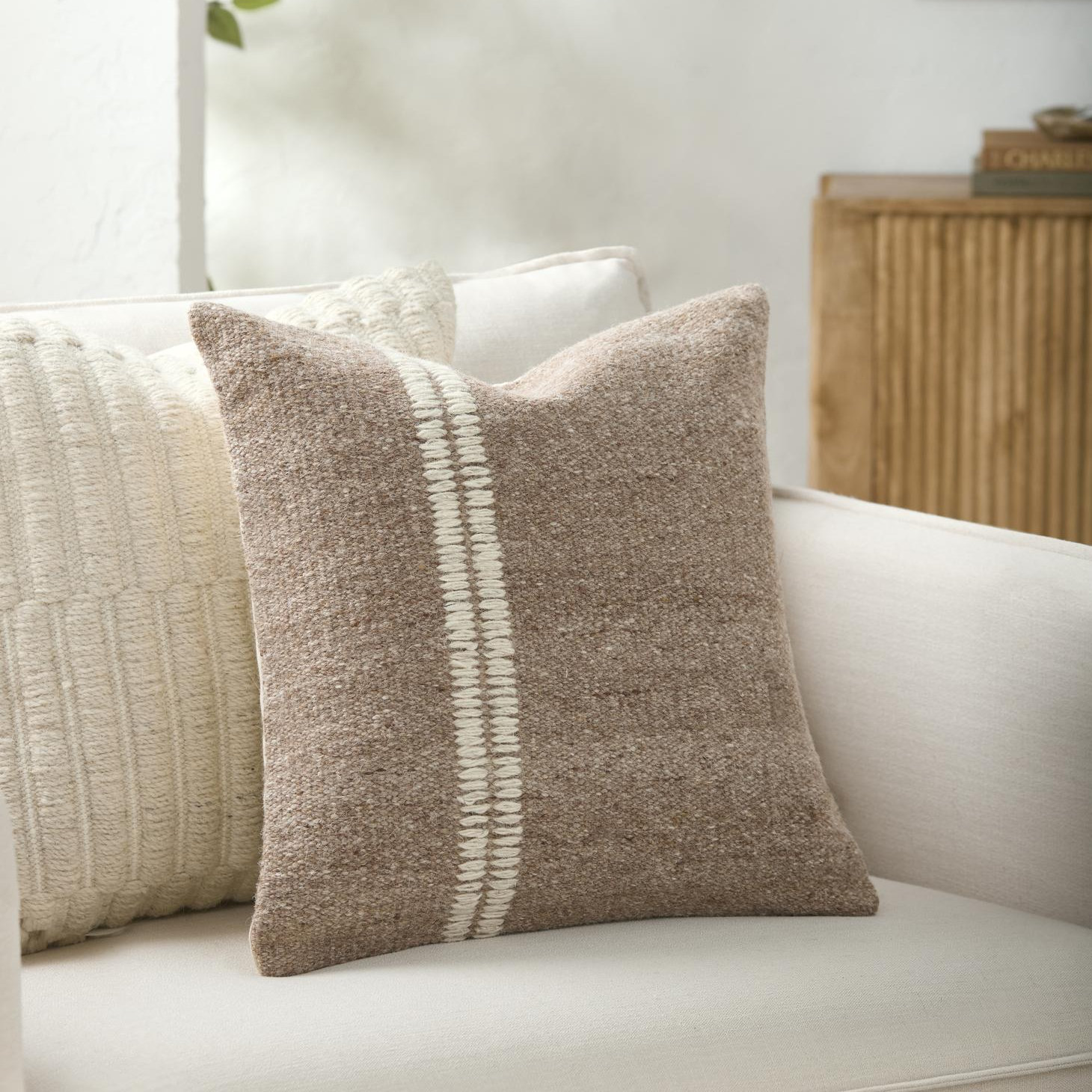 Jundah Accent Pillow, Square 20", Pillow Cover Only - No Insert, Brown