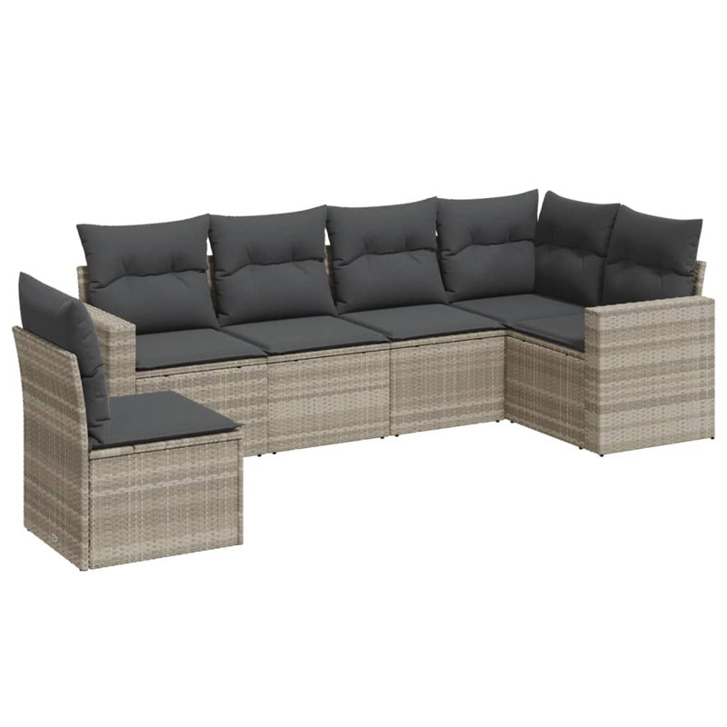  Ensemble de canapé de jardin modulaire PE rotin gris clair