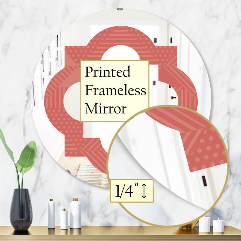 Miroir mural quadrilobe éclectique, H 31,5 po x l po