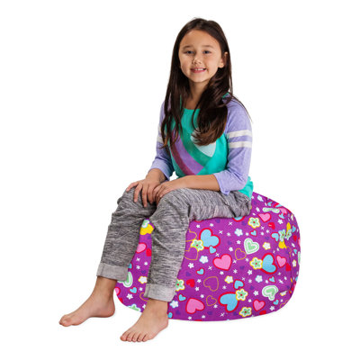 Kids Bean Bag Chair Cover - Stuffed Animal Storage & Toy Organizer with Zipper - Plush Storage Kids Bean Bag Cover only for Toddlers and Children