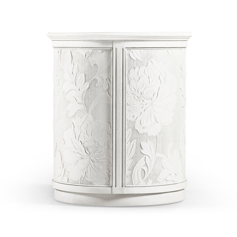 White Solid Wood End Table
