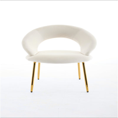 061-Ensemble de 1 chaises de salle à manger en tissu Teddy avec dossier incurvé et pieds en métal doré pour la cuisine ou la salle à manger