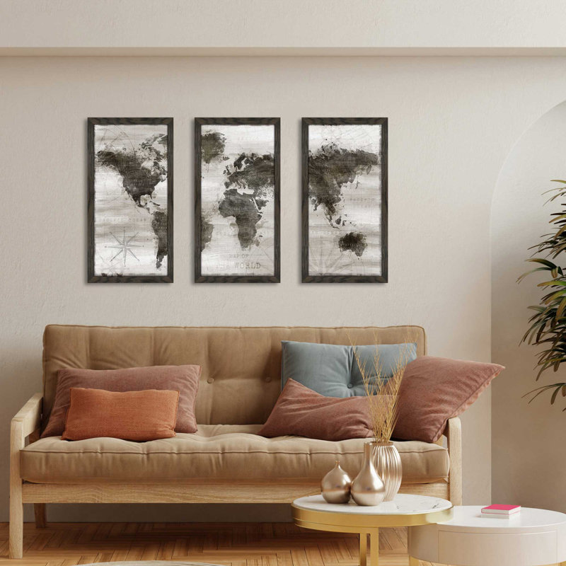 "Travel Map" par Natalie Carpentieri - 3 pièces, cadre photo unique, impression, H 25,5 po x l 40,5 po x P 1 po