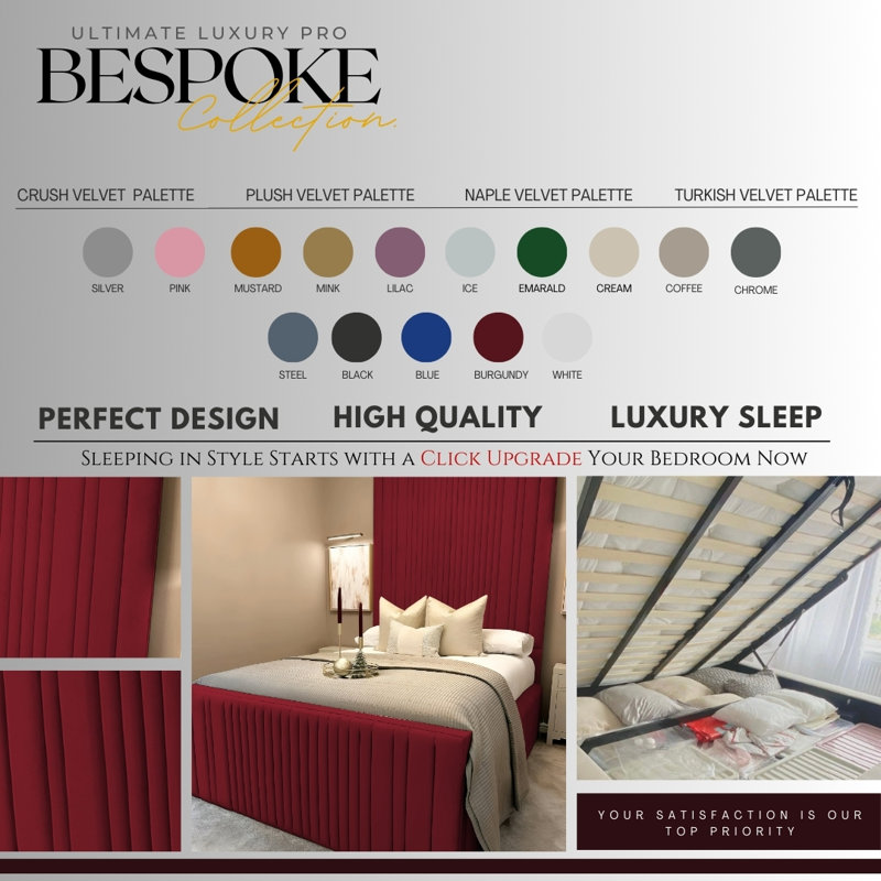 Crazeway Upholstered Ottoman Storage Bed - Plush Velvet Gas Lift Bed Frame with Headboard, 147 x 208 cm, Burgundy