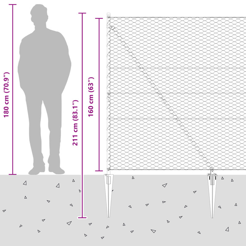 Hexagon Fence Steel, Green, 160cm H x 2500cm W
