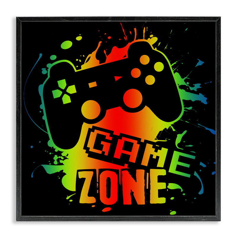 Gradient Gaming Zone Framed Giclee, design by Marcus Prime, Midnight Black Framed Giclee, 12" H x 12" W