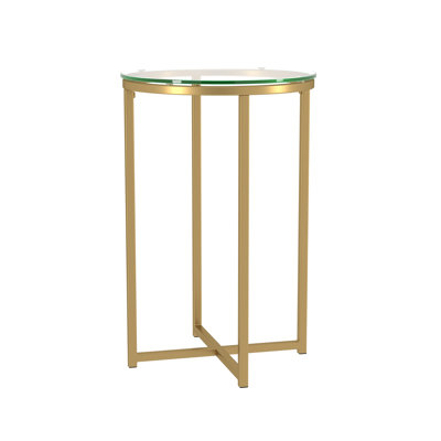 Leverette Glass Top Cross Legs End Table