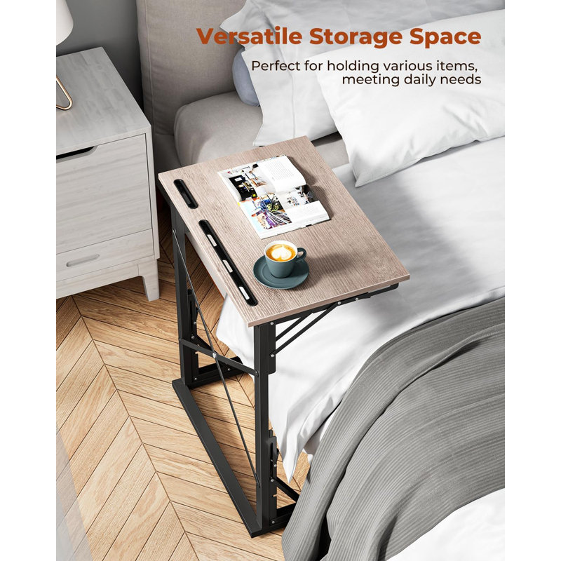 21''Wx28''h TV Tray Set Of 2, Small Foldable C-Shaped End Table For Eating With Tablet And Phone Slots, Slide Under Couch Side Table For Recliner, Living Room, Bedroom