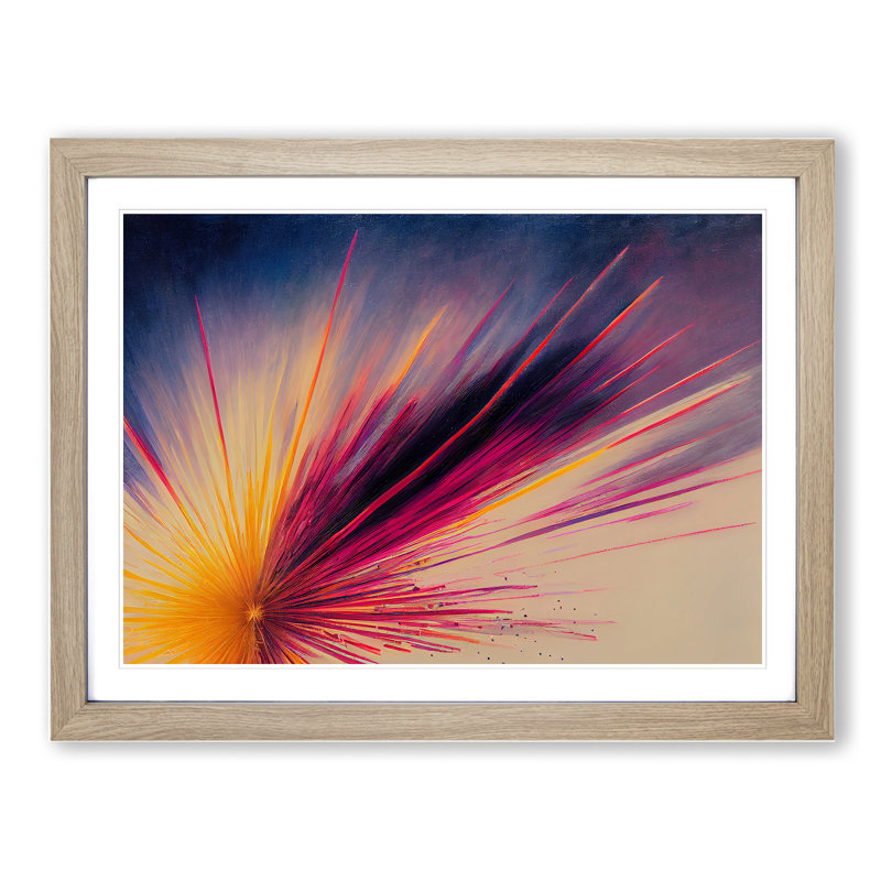 Astonishing Fireworks - Picture Frame Graphic Art, 25cm H x 34cm W x 2cm D, Oak Framed