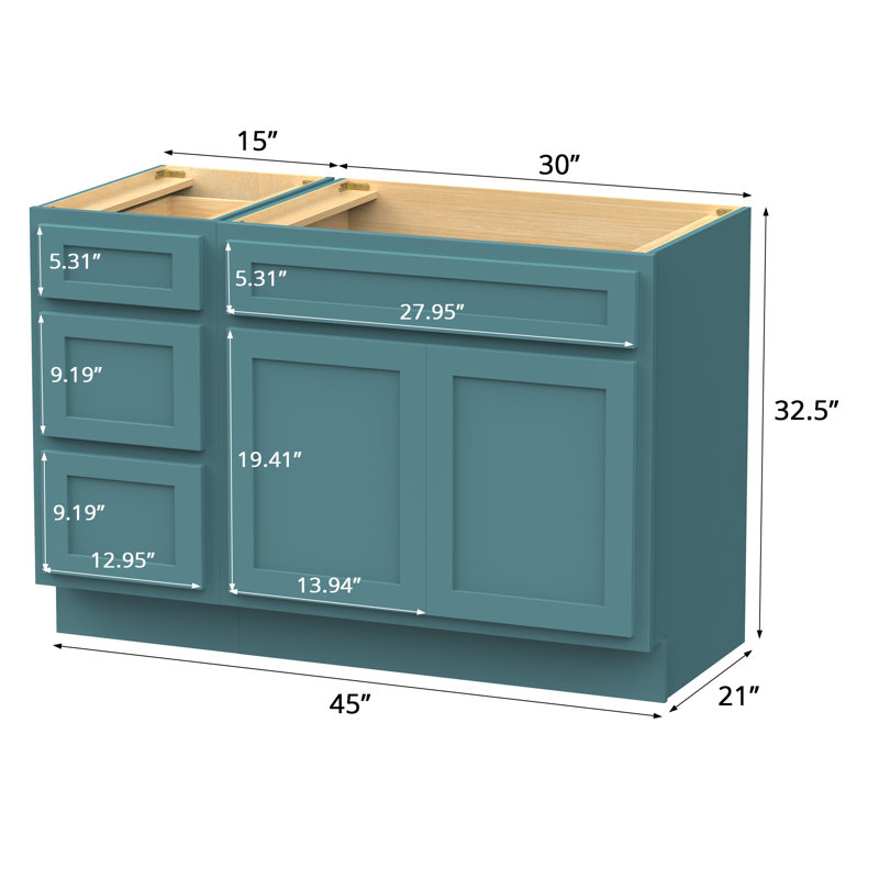 45'' Single Bathroom Vanity Base Only, Teal