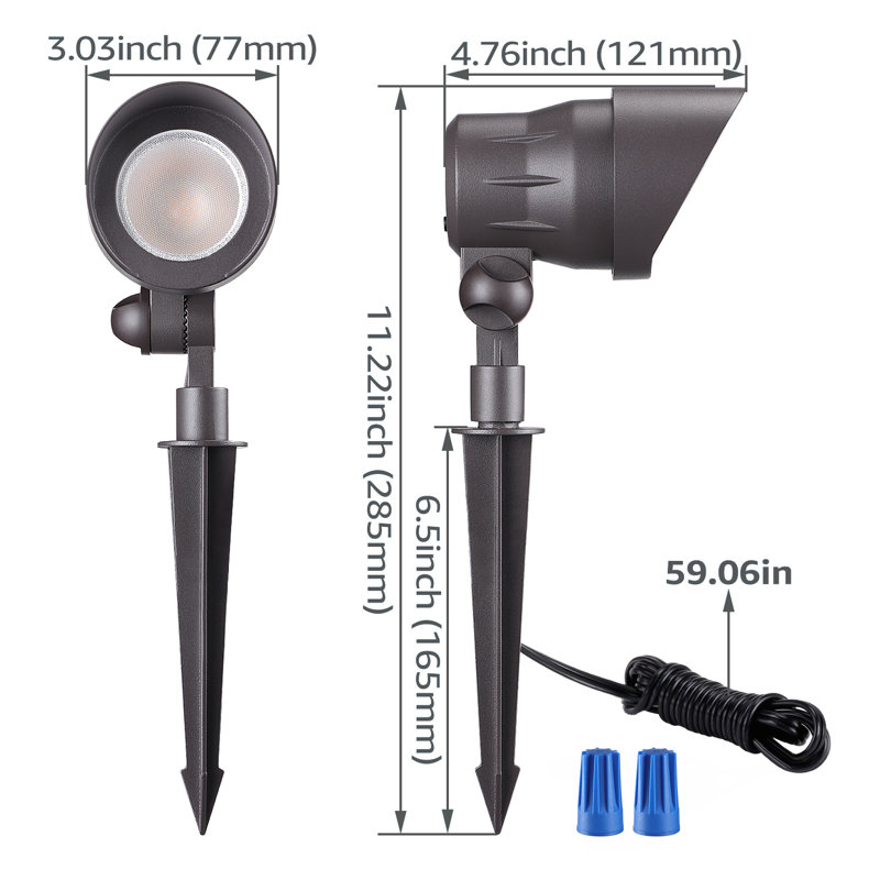 Adjustable Black Aluminum LED Landscape Spotlights, Pack of 6