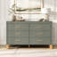 Armoire de rangement moderne avec poignées en métal et pieds en bois massif-825968466