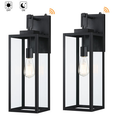 Citron 1-Light Matte Black Outdoor Wall Lantern with Dusk to Dawn