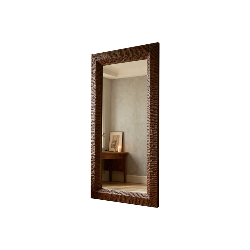 American retro solid wood full-length mirror, 66.93" x 35.43", Black