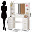 Table de coiffeuse à maquillage avec grand miroir et lumières, coiffeuse blanche avec 7 tiroirs et 6 tablettes pour femmes