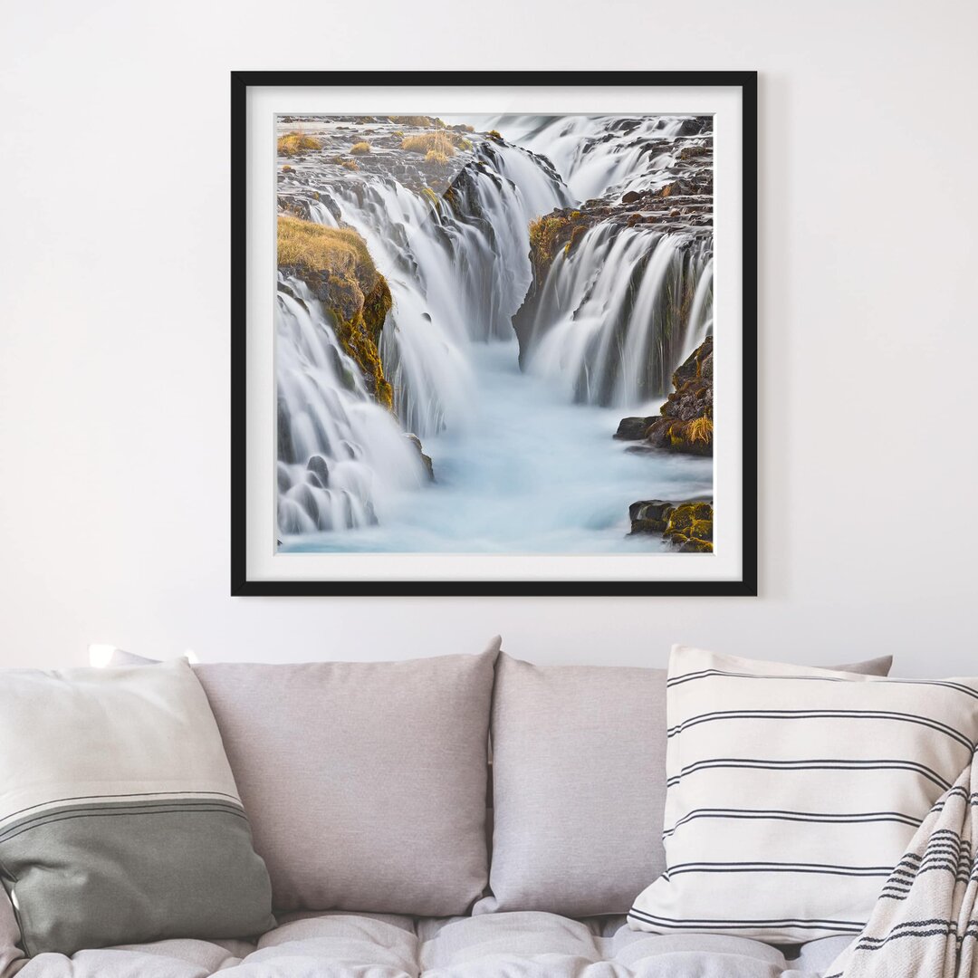 Gerahmtes Poster Brúarfoss Waterfall in Iceland