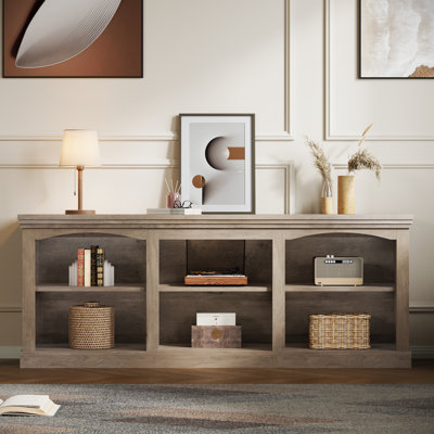  Meuble télé Farmhouse pour téléviseur de 75/80 po, centre de divertissement avec tablette réglable, grande console de télévision pour le salon
