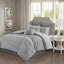 Ensemble d'édredon brodé 8 pièces Luxury Transitional | Literie en microfibre de polyester hypoallergénique avec motif pintuck matelassé, taies décoratives et coussins lavables à la machine-113098981-113098979
