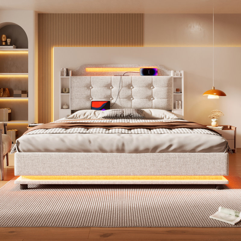 Ottoman Storage Bed, Beige