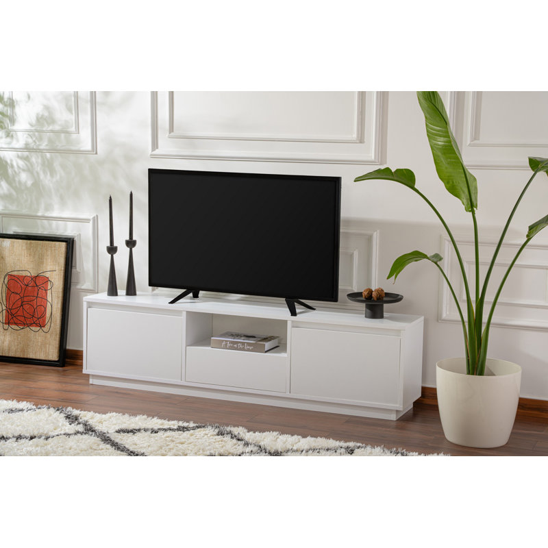 Modern TV Stand in Travertine Color, 160 x 40 x 35 cm, 100% Melamine Coated Particle Board, Thickness: 0 cm, Marble Design, Durable & Functional for Living Room & Entertainment Spaces