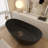 64.96" Freestanding Soaking Solid Surface Bathtub-111987437