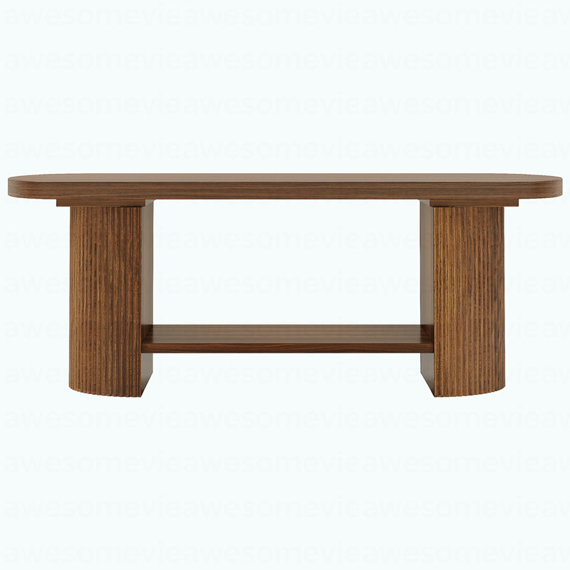 Table basse 45 po, table de bout moderne ovale à 2 niveaux avec rangement