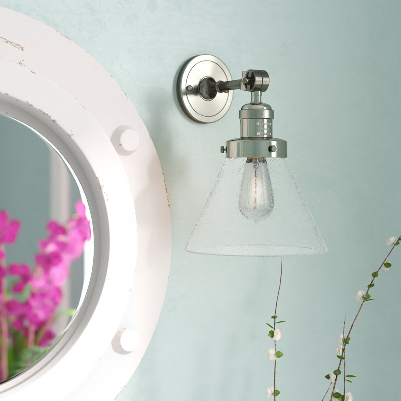 Éclairage de meuble-lavabo inclinable 2 lumières Cone, Ampoule à DEL rétro de 6 watts, Grainé, Nickel satiné brossé