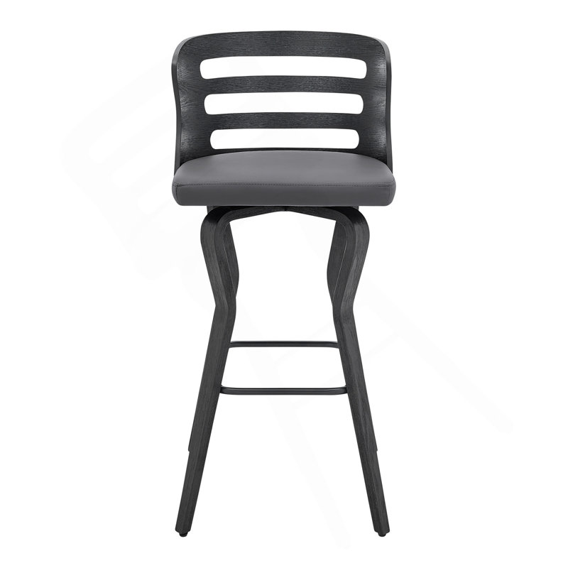 Tabouret de bar pivotant en similicuir et bois noir Lusera